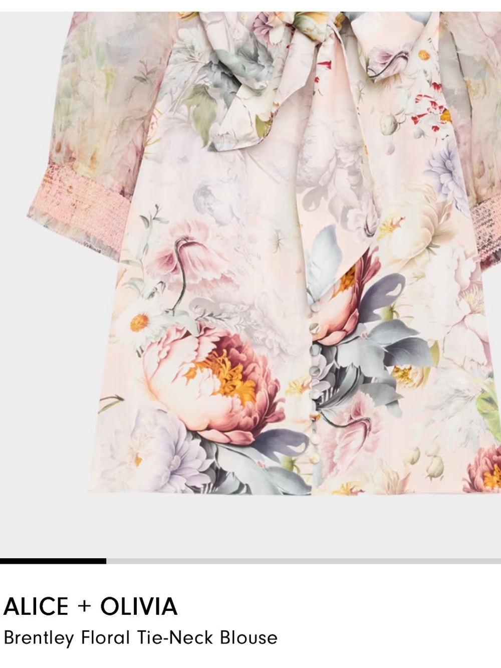 Alice + Olivia Floral Tie-Neck Blouse in Pink Multi and Pastel Hues